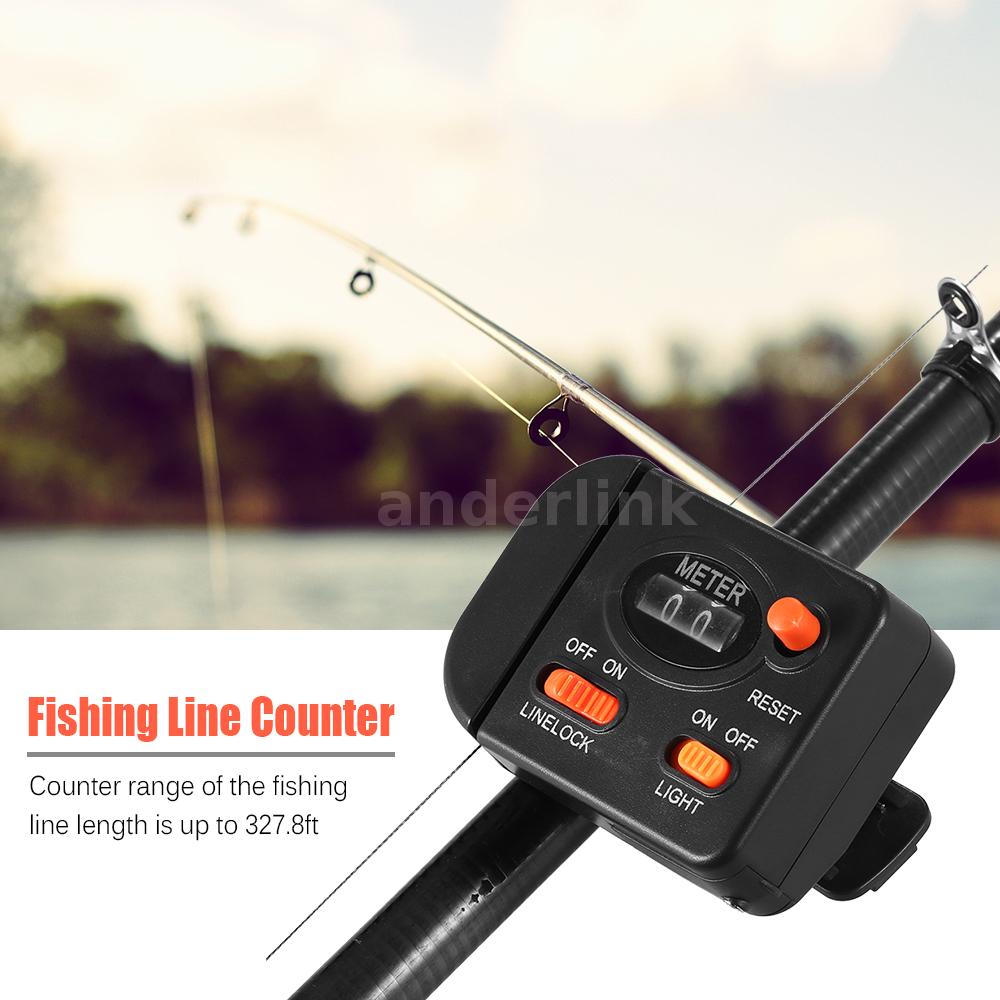 Fishing Line Counter Clip On Rod Meter Gauge Depth Finder Digital Jigging 99.9m